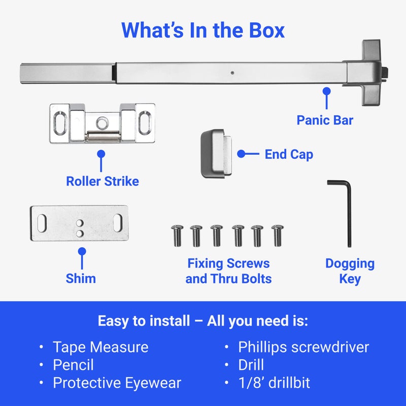 FORTSTRONG Push Bar Panic Exit Device (Silver) - Panic Bars for Exit Doors - UL Listed Grade 1 ADA Emergency Exit Door Push Bar Certified - FS-750 - Image 3